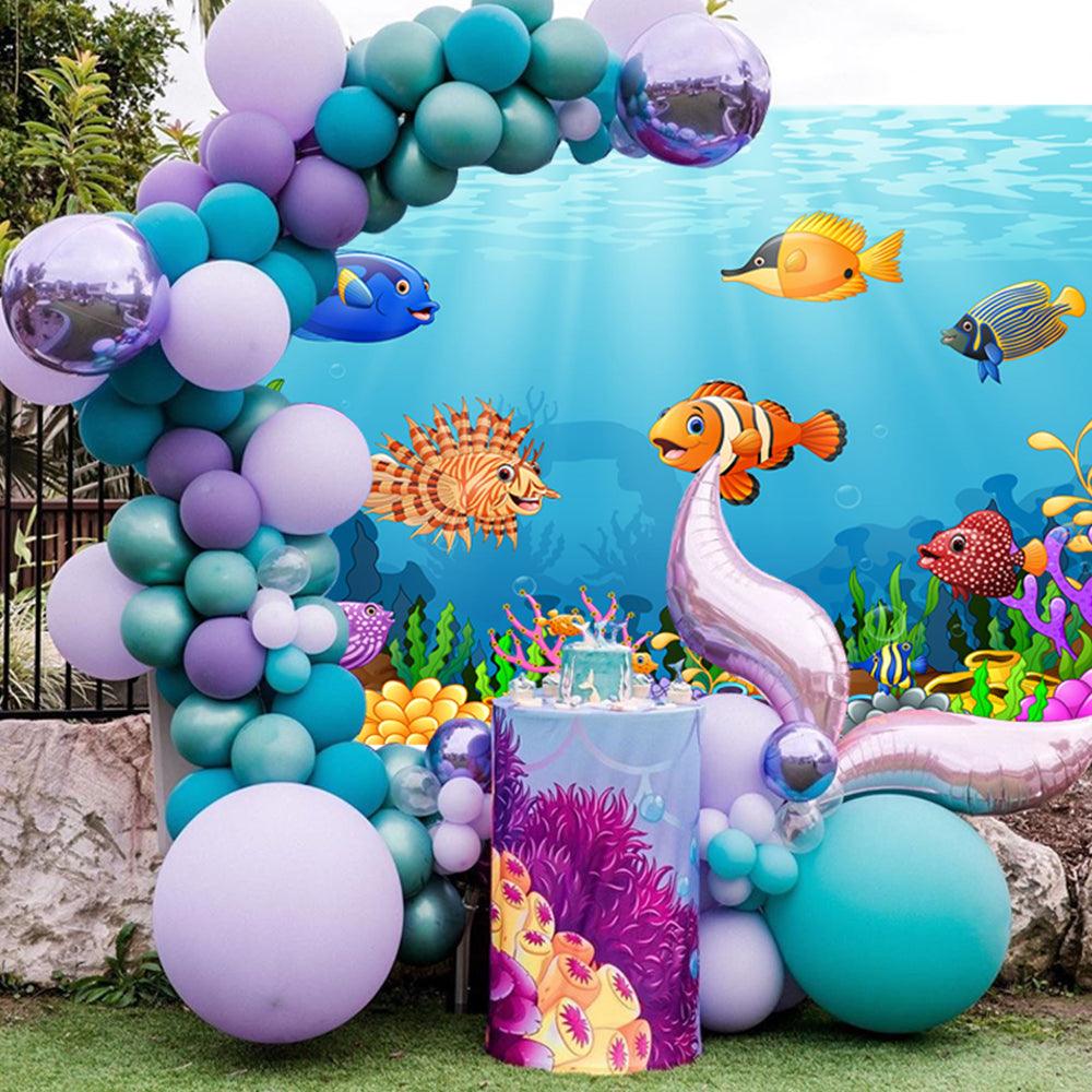 Underwater World Photo Backdrop Cartoon Fish Photography Background Blue Photo Studio Props KH12811