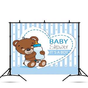 Brown Teddy Bear Baby Shower Backdrop Boy Baby Shower KEH01882