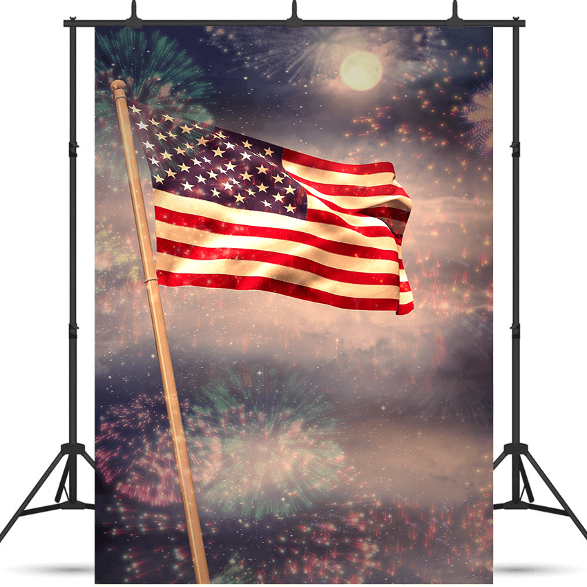 American National Flag Fireworks Backdrop for Photo SBH0477