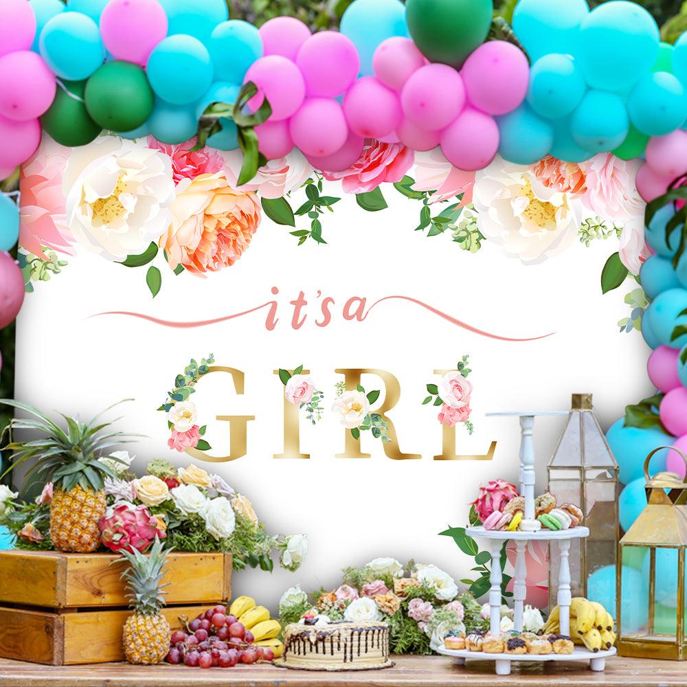 Flower Decoration Girl Photography Backdrop for Birthday Baby Shower