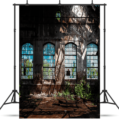 Abandoned Industrial Interior With Bright Light Backdrop for Photography SBH0196