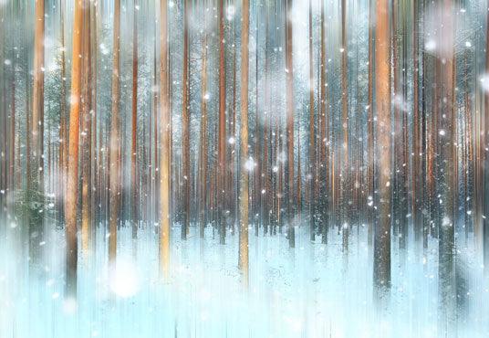 Winter Forest Snowflake Fabric Photography Backdrops