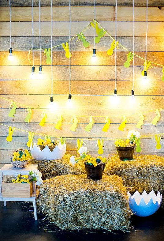 Bright Easter Straw Rabbit Flag Photo Booth Prop Backdrops