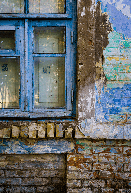 A Blue Weathered Rustic Old Wooden Window Photography Backdrop SBH0182