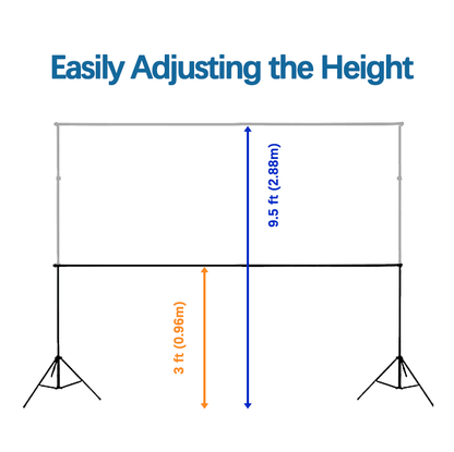 Adjustable Height and Width Backdrop Stand for Photography Background Support System Kit