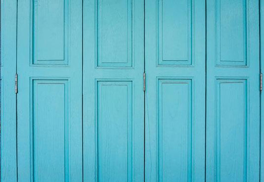 Newest Blue Four Wood Door and Wood Floor Wedding Backdrop Background for Photography