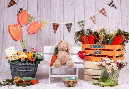 Carrot Box Flowers Spring for Easter Mini Session Backdrops