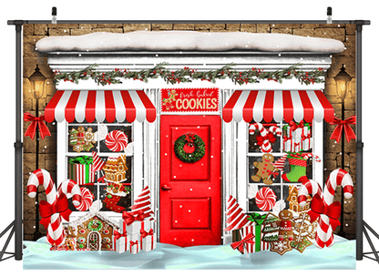 Candy Shop Decorated With Christmas Sweets Backdrop SBH0269