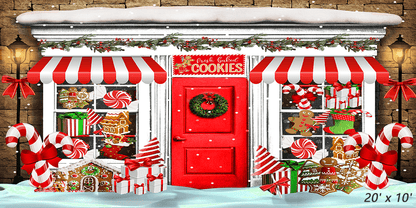 Candy Shop Decorated With Christmas Sweets Backdrop SBH0269