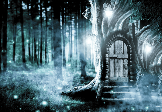 Forest White background Big House On Green Tree Background