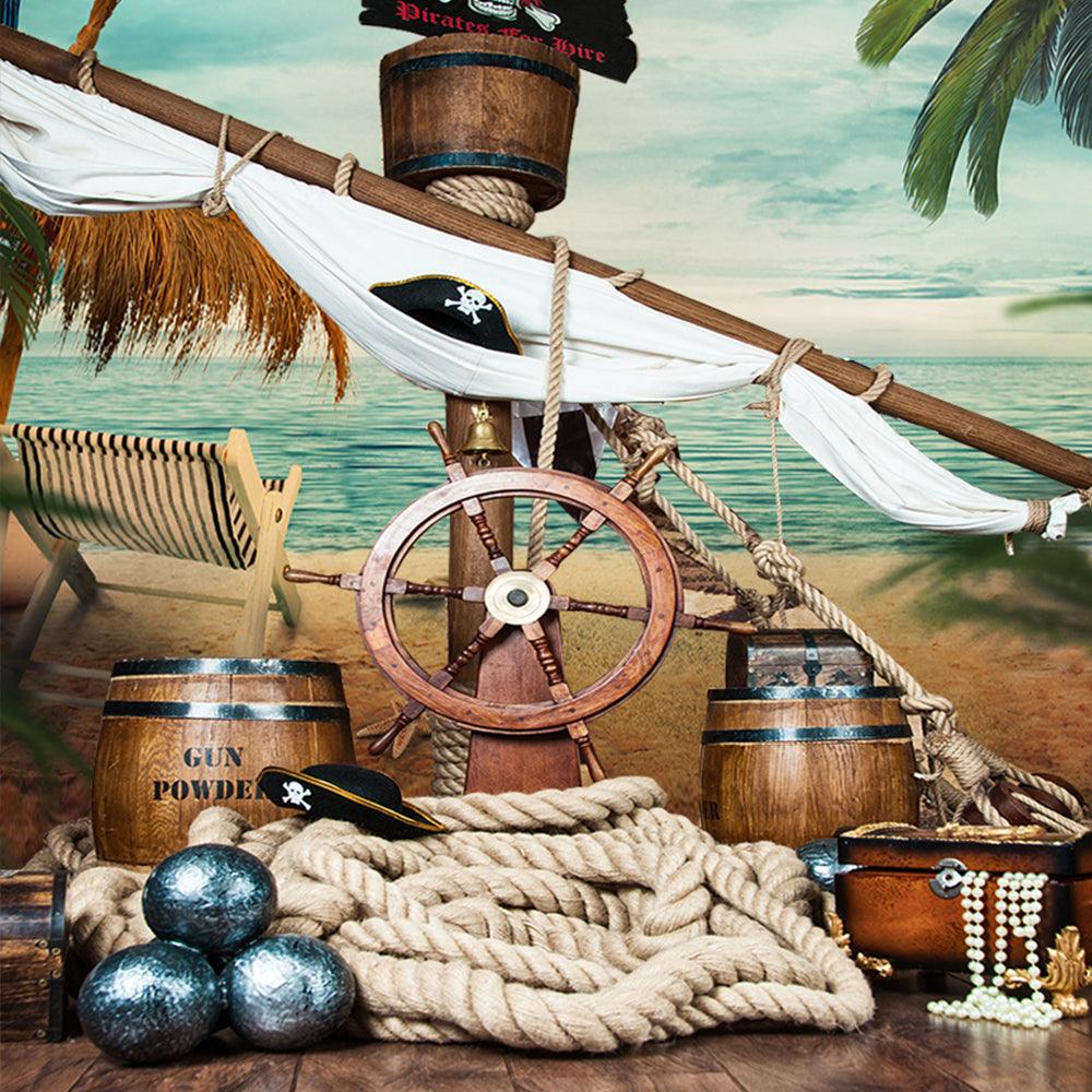 Digital Background Summer Ocean Backdrop Beach Background for Photo Studio KH04834