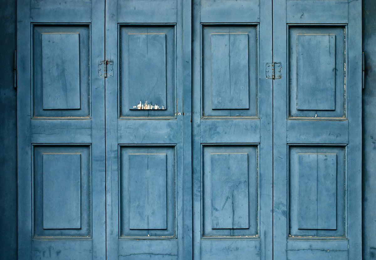 Vintage Blue Wood Door Backdrops for Photography