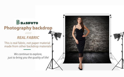 Retro Black Brick Wall Photography Backdrop Portrait Background for Photography KH02555