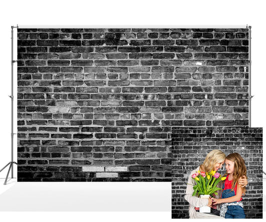 Black White Gray Brick Pattern Backdrop for Photo Studio Photography KH03376