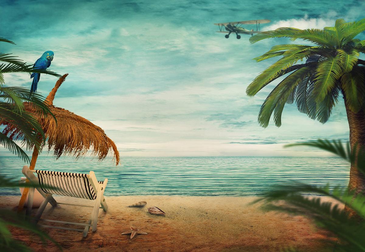 Digital Background Summer Ocean Backdrop Beach Background for Photo Studio KH04834