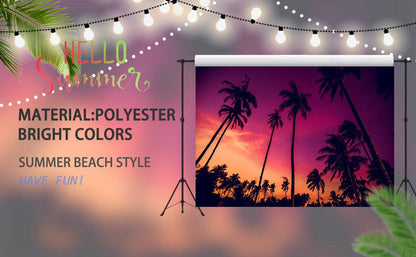 Hawaiian Sunset Palm Tree Photo Backdrop for Photo Studio KH06312