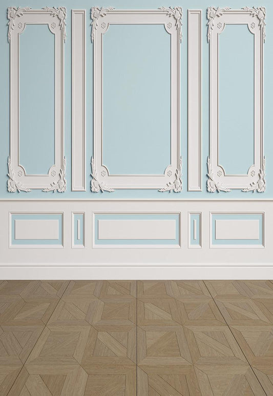 White Light Blue Wall White Sculpture Wedding Backdrops
