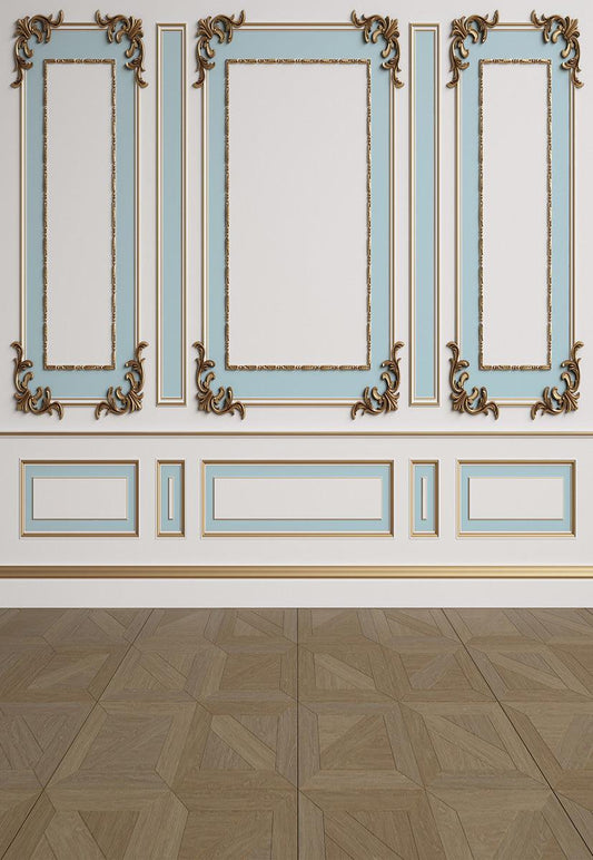 White Blue Gold Texture Sculpture Wedding Wall Backdrops