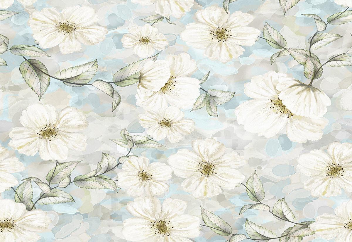 Blue White Flowers Photography Backdrop