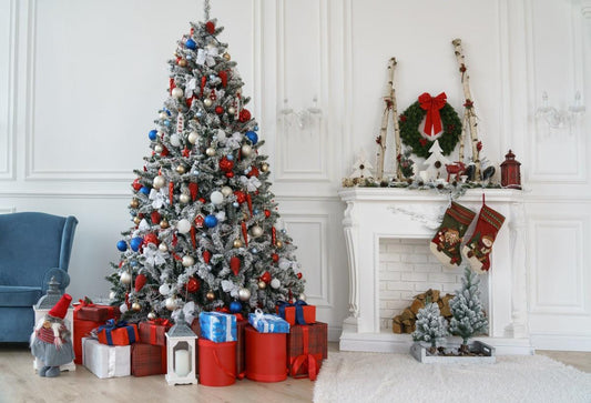 Red Christmas Tree Socks Christmas Photography Backdrop