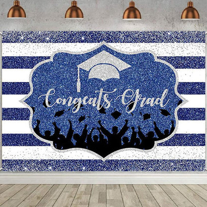 Stripe Blue Background Graduation Party Backdrop for Graduation Party Decorations SBH0100