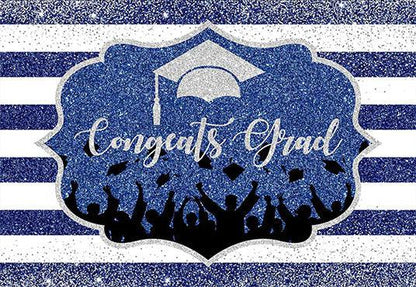 Stripe Blue Background Graduation Party Backdrop for Graduation Party Decorations SBH0100