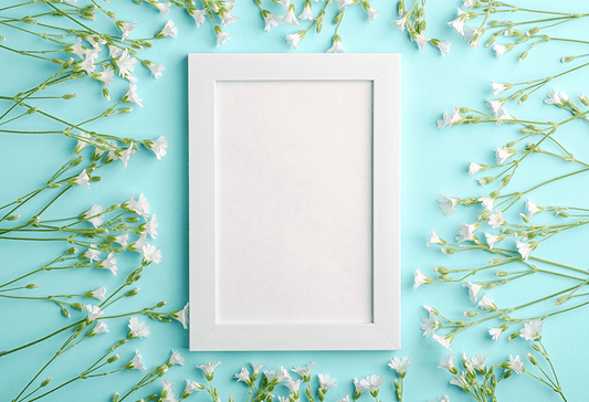 Spring Light Blue Background White Flower Decoration Photography Backdrop SBH0021