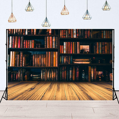 Blurred Image Many Old Books on Bookshelf In Library  Wooden Floor Backdrop SBH0105
