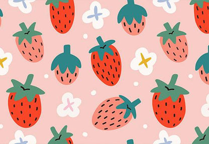 Colorful Strawberries Pattern Seasonal Dessert Pink and Red Fruit Backdrop SBH0122