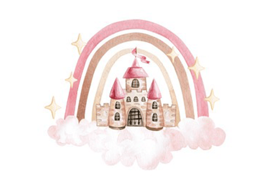 Boho Rainbow Pink Clouds Castle Background Backdrop for Photography SBH0130