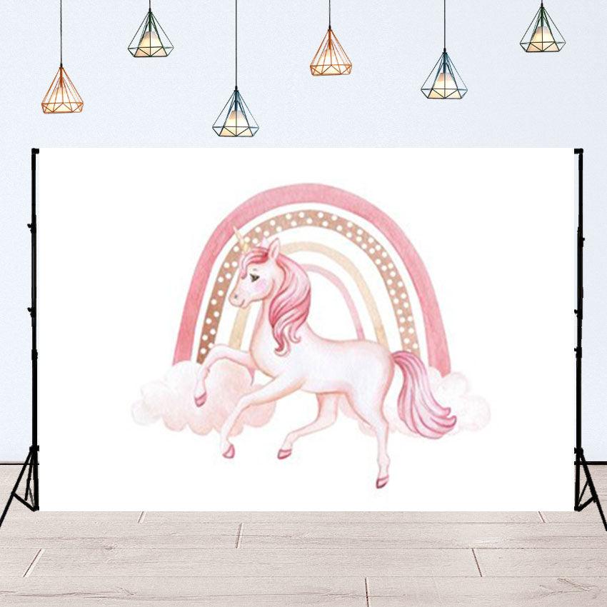 Pink Clouds Unicorn Boho Rainbow Background Backdrop for Photography SBH0131