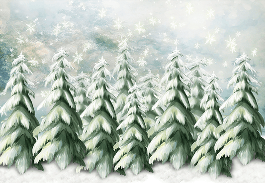 Green Pine Trees With Lights Christmas Background for Studio photography SBH0272
