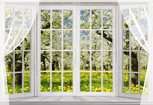 Blooming Apple Trees With Flowers Spring Photography Backdrop SBH0364