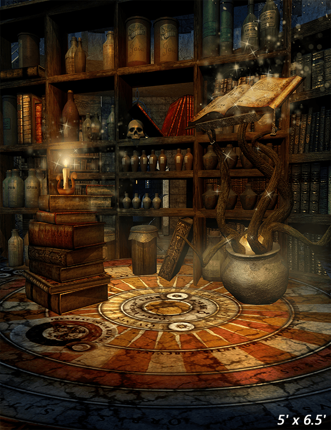 Fantasy Room With Magic Books Photography Backdrops SBH0396