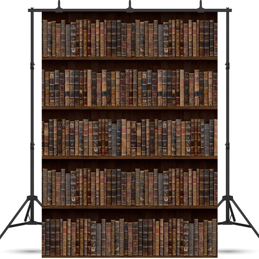Vintage Black Wood Bookshelf Photography Backdrop SBH0399