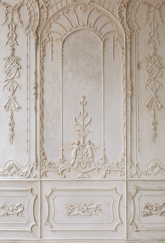 White Ornate Plaster Wall Backdrop for Photography SBH0411