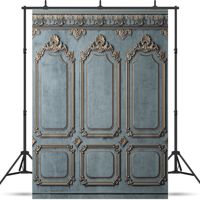 Gold Stucco Blue Paint Backdrop for Photography SBH0412