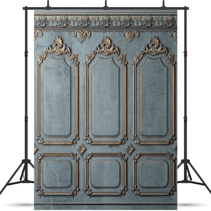 Gold Stucco Blue Paint Backdrop for Photography SBH0412