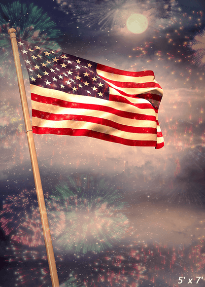 American National Flag Fireworks Backdrop for Photo SBH0477