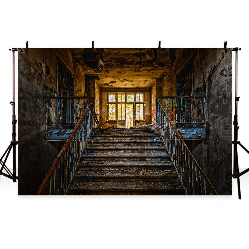 Abandoned Staircase Backdrop Graffiti Background SBH0488