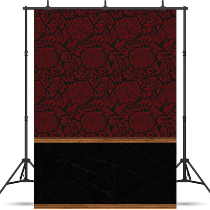 Red Damask Pattern Seamless Backdrop for Photo SBH0504