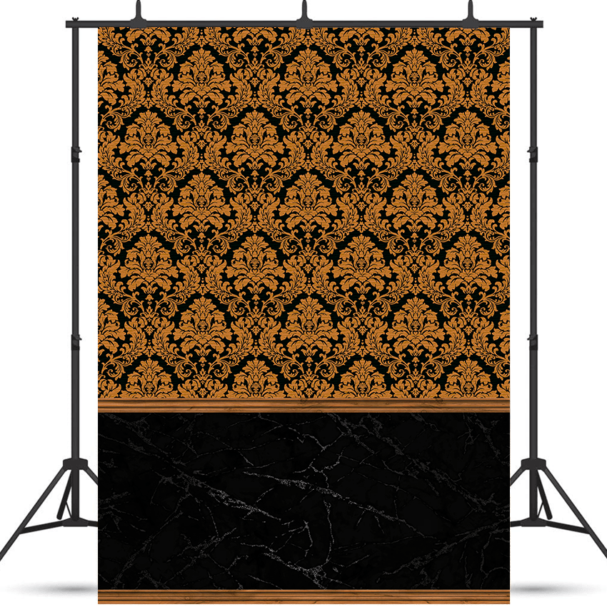 Golden Damask Pattern Fabric Backdrop Background SBH0505
