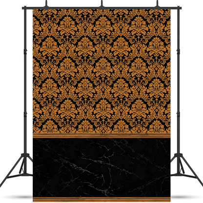 Golden Damask Pattern Fabric Backdrop Background SBH0505