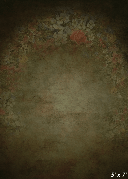 Green Vintage Abstract Floral Backdrop for Photo SBH0548