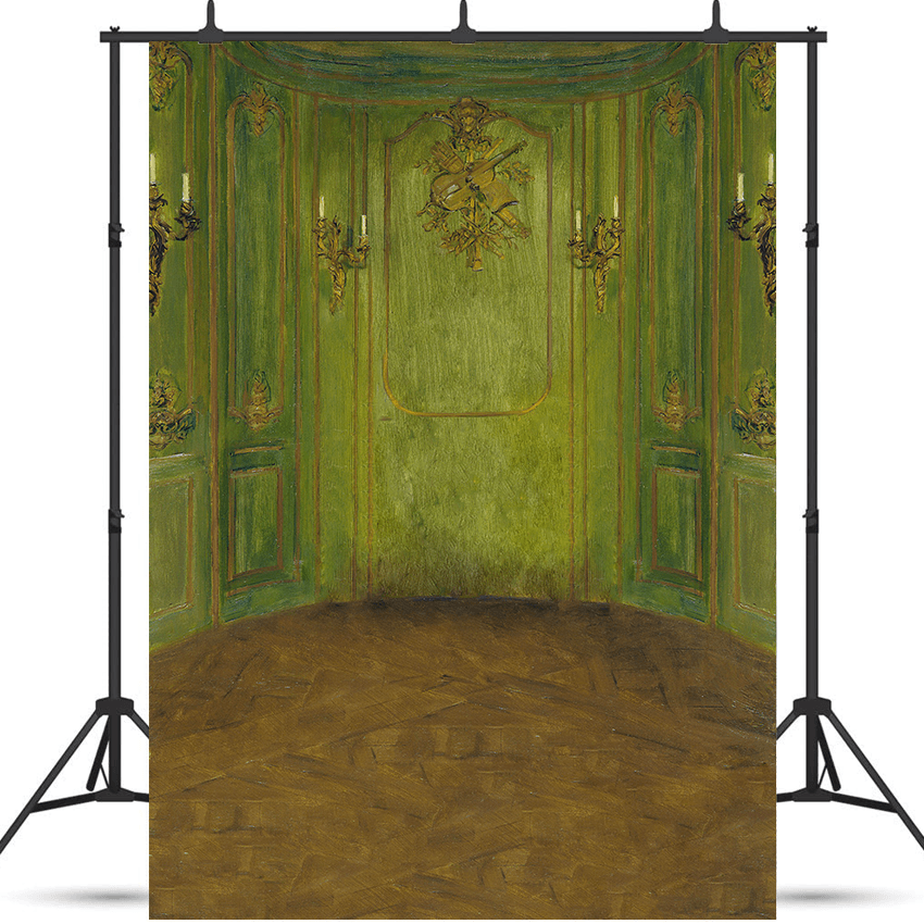 Green Retro Portrait Photo Background Backdrop SBH0560