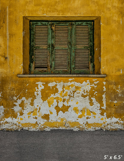 Yellow Old And Worn House Photography Backdrop SBH0568