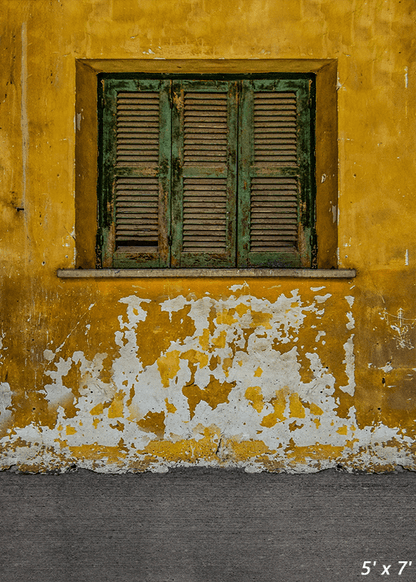 Yellow Old And Worn House Photography Backdrop SBH0568