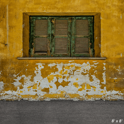 Yellow Old And Worn House Photography Backdrop SBH0568