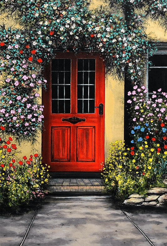 Country Front Door Floral Abundance Photo Backdorp SBH0625