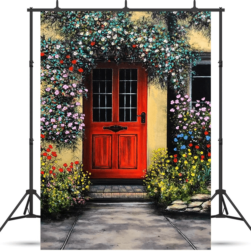 Country Front Door Floral Abundance Photo Backdorp SBH0625